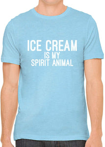 Ice Cream is My Spirit Animal Cotton Crewneck Unisex Blue T-Shirts