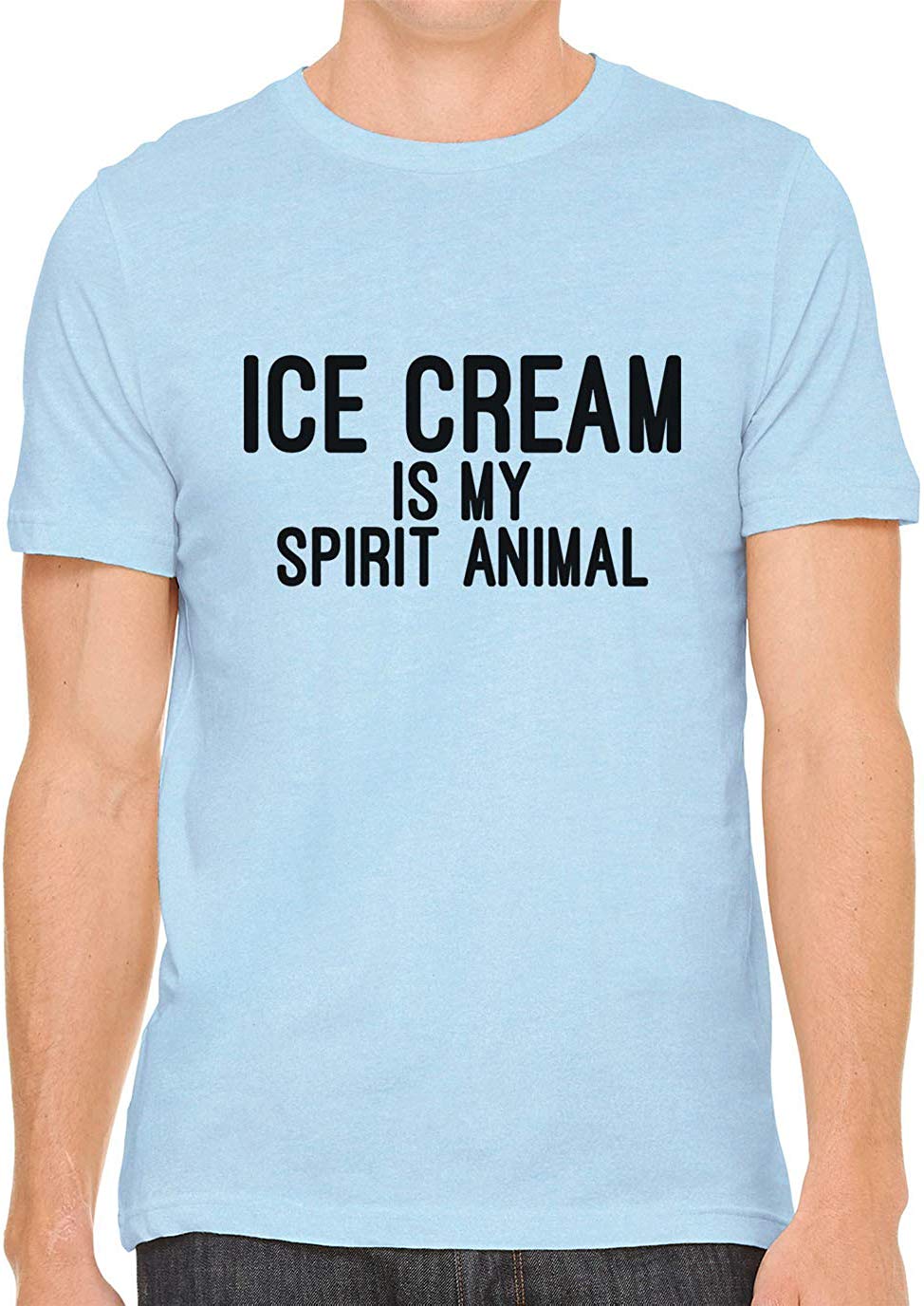 Ice Cream is My Spirit Animal Cotton Crewneck Unisex Blue T-Shirts