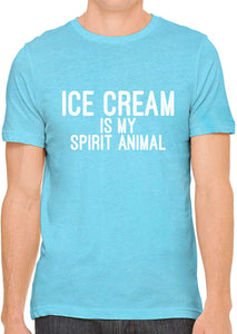 Ice Cream is My Spirit Animal Cotton Crewneck Unisex Blue T-Shirts