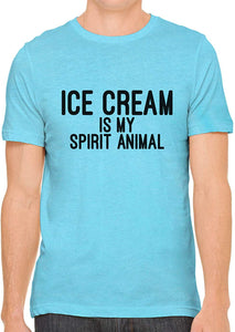 Ice Cream is My Spirit Animal Cotton Crewneck Unisex Blue T-Shirts