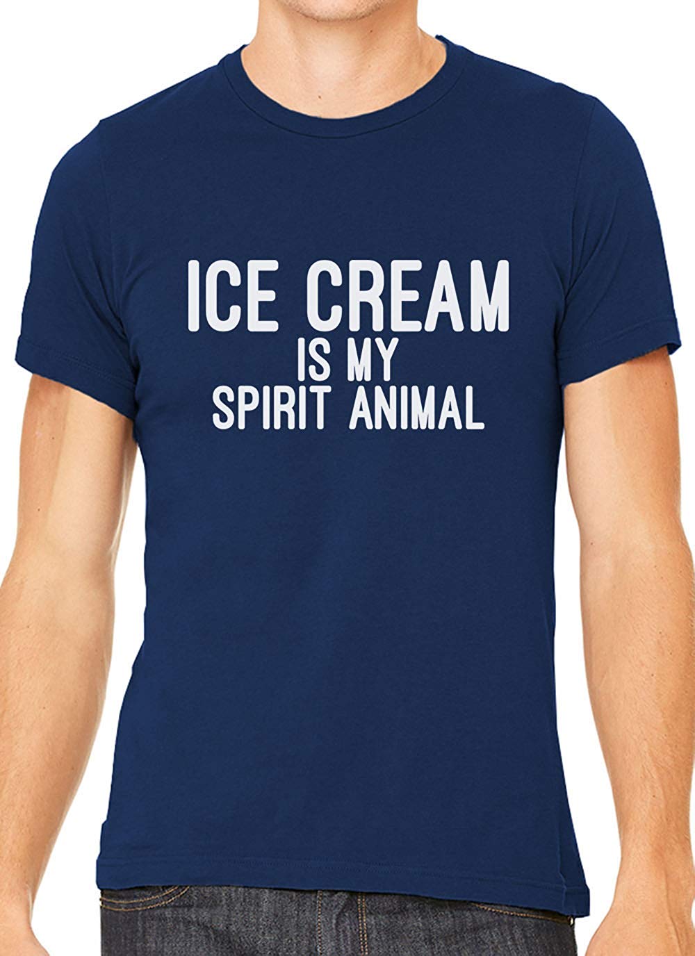 Ice Cream is My Spirit Animal Cotton Crewneck Unisex Blue T-Shirts