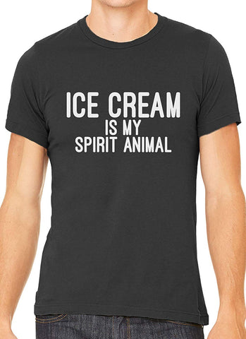 Ice Cream is My Spirit Animal Cotton Crewneck Unisex Gray T-Shirts