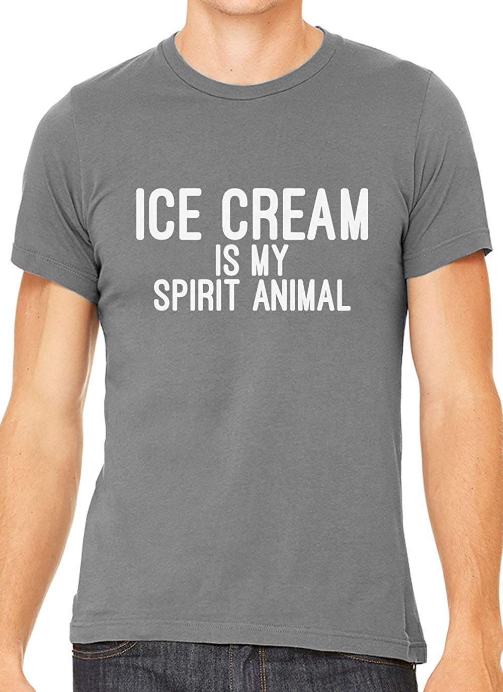 Ice Cream is My Spirit Animal Cotton Crewneck Unisex Gray T-Shirts