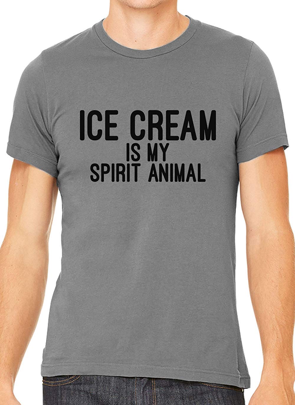 Ice Cream is My Spirit Animal Cotton Crewneck Unisex Gray T-Shirts