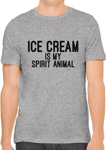 Ice Cream is My Spirit Animal Cotton Crewneck Unisex Gray T-Shirts