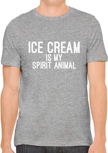 Ice Cream is My Spirit Animal Cotton Crewneck Unisex Gray T-Shirts