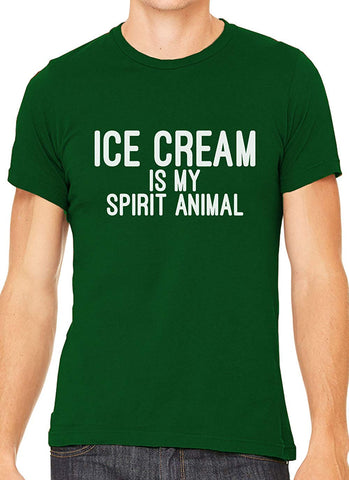 Ice Cream is My Spirit Animal Cotton Crewneck Unisex Green T-Shirts