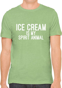 Ice Cream is My Spirit Animal Cotton Crewneck Unisex Green T-Shirts