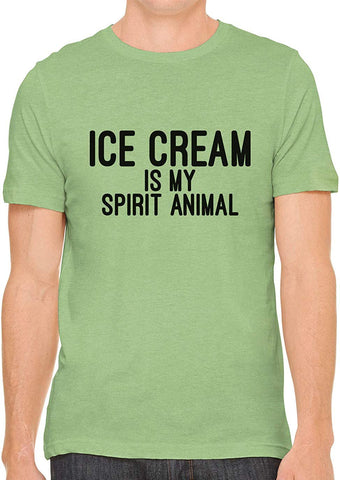 Ice Cream is My Spirit Animal Cotton Crewneck Unisex Green T-Shirts