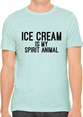 Ice Cream is My Spirit Animal Cotton Crewneck Unisex Green T-Shirts