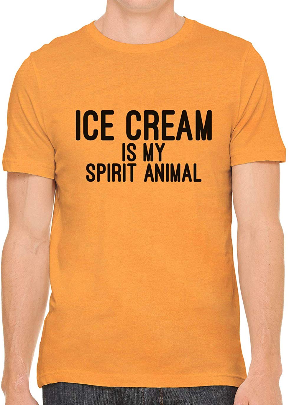 Ice Cream is My Spirit Animal Cotton Crewneck Unisex Orange T-Shirts