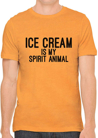 Ice Cream is My Spirit Animal Cotton Crewneck Unisex Orange T-Shirts