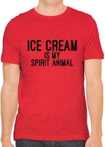 Ice Cream is My Spirit Animal Cotton Crewneck Unisex Red T-Shirts