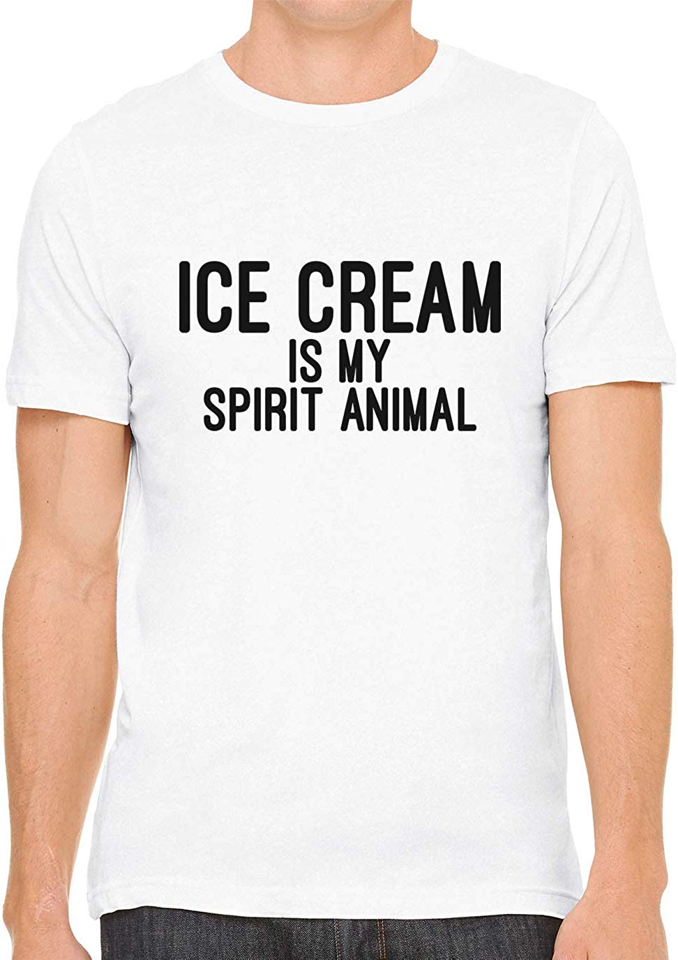 Ice Cream is My Spirit Animal Cotton Crewneck Unisex White T-Shirts