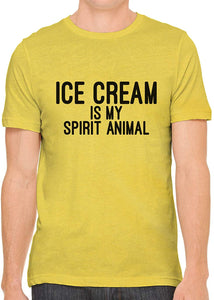 Ice Cream is My Spirit Animal Cotton Crewneck Unisex Yellow T-Shirts