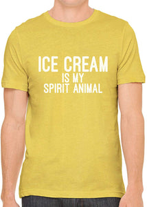 Ice Cream is My Spirit Animal Cotton Crewneck Unisex Yellow T-Shirts