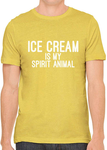 Ice Cream is My Spirit Animal Cotton Crewneck Unisex Yellow T-Shirts