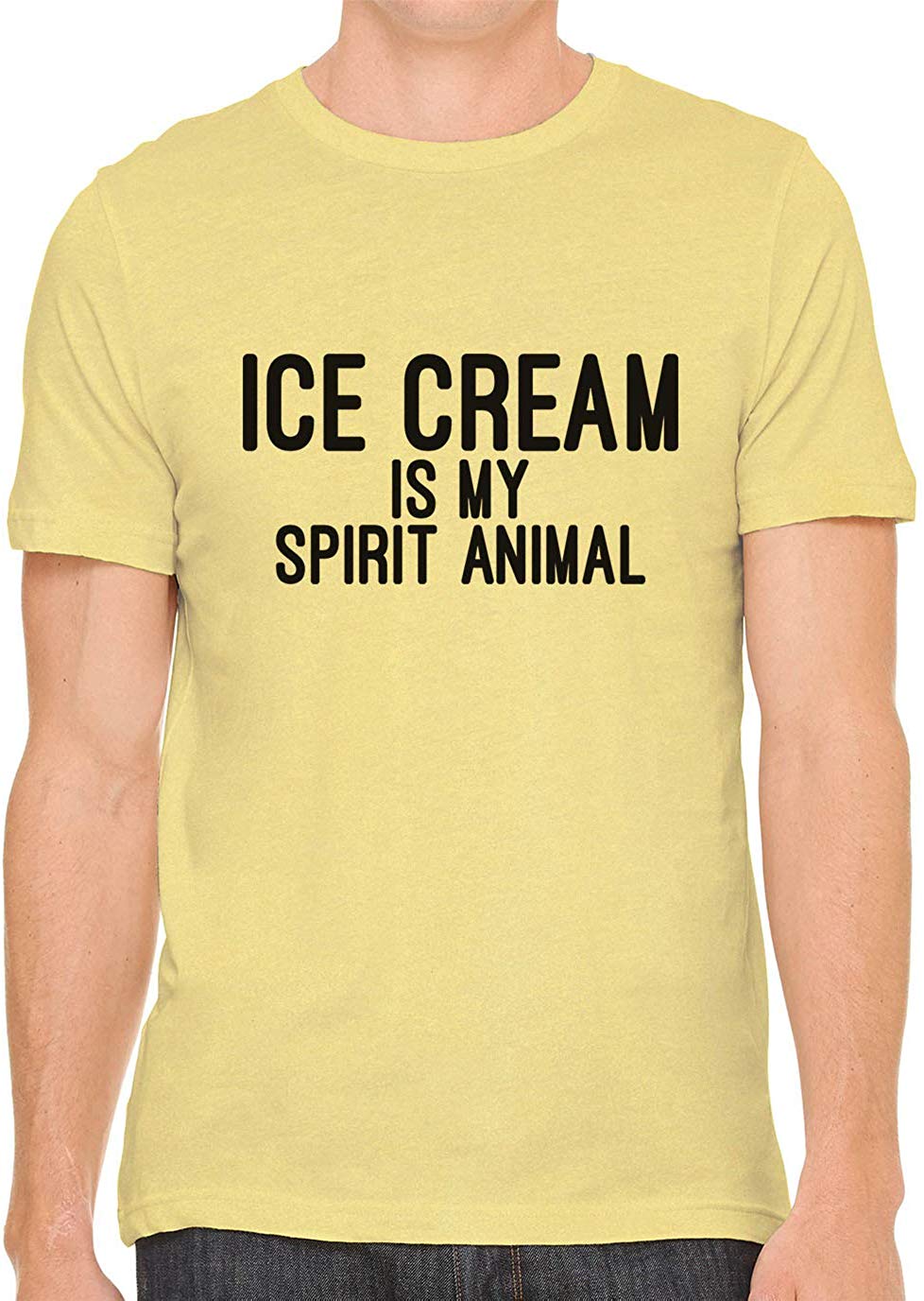 Ice Cream is My Spirit Animal Cotton Crewneck Unisex Yellow T-Shirts