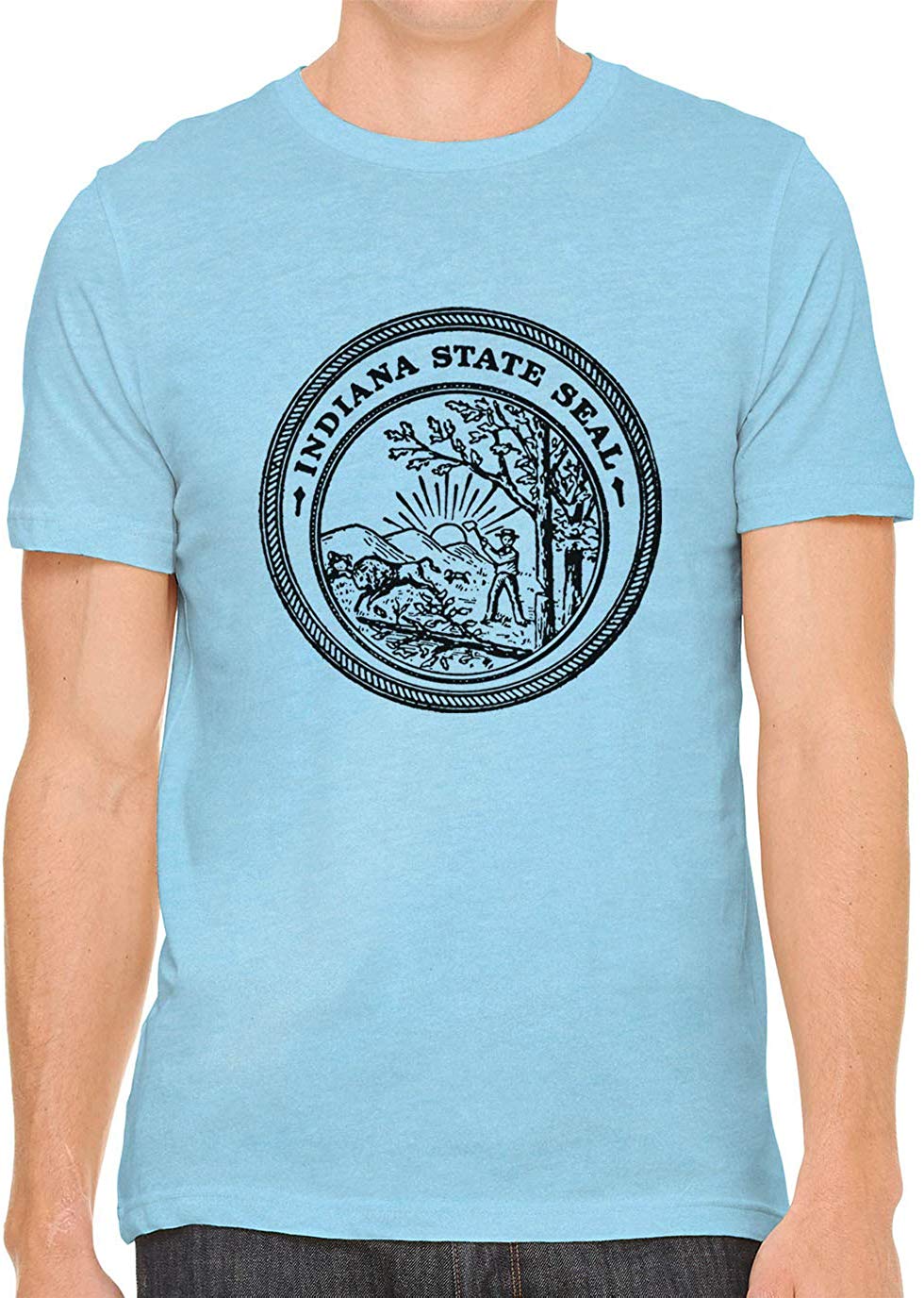 Indiana State Seal Cotton Crewneck Unisex Blue T-Shirts