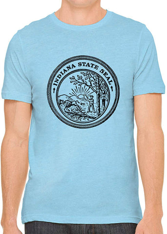 Indiana State Seal Cotton Crewneck Unisex Blue T-Shirts