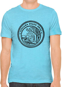 Indiana State Seal Cotton Crewneck Unisex Blue T-Shirts