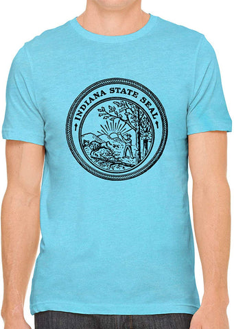 Indiana State Seal Cotton Crewneck Unisex Blue T-Shirts