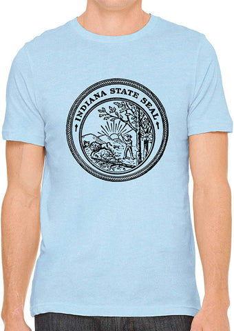 Indiana State Seal Cotton Crewneck Unisex Blue T-Shirts