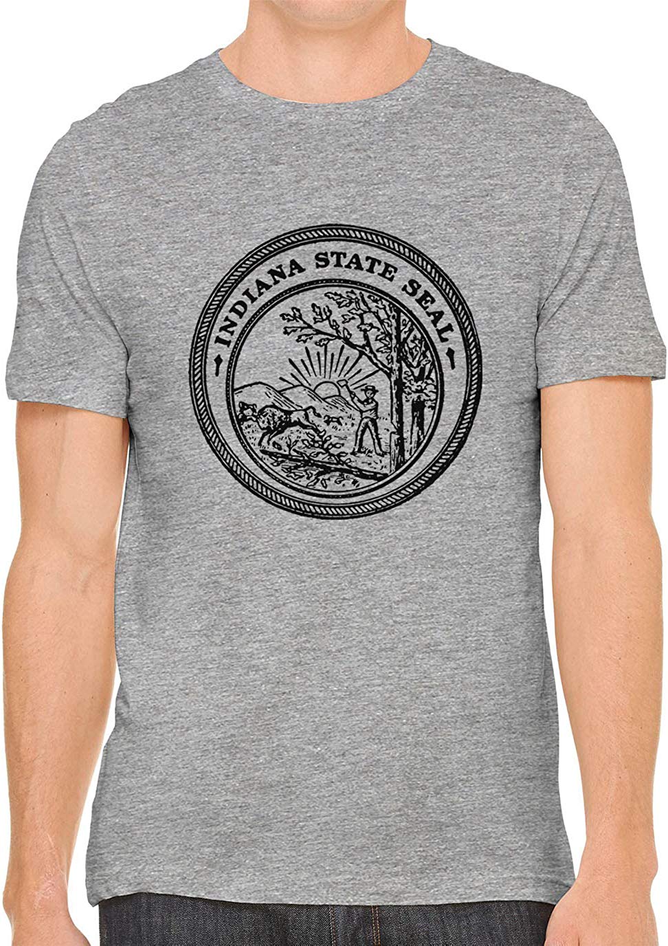 Indiana State Seal Cotton Crewneck Unisex Gray T-Shirts