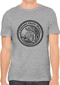 Indiana State Seal Cotton Crewneck Unisex Gray T-Shirts