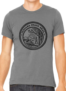 Indiana State Seal Cotton Crewneck Unisex Gray T-Shirts