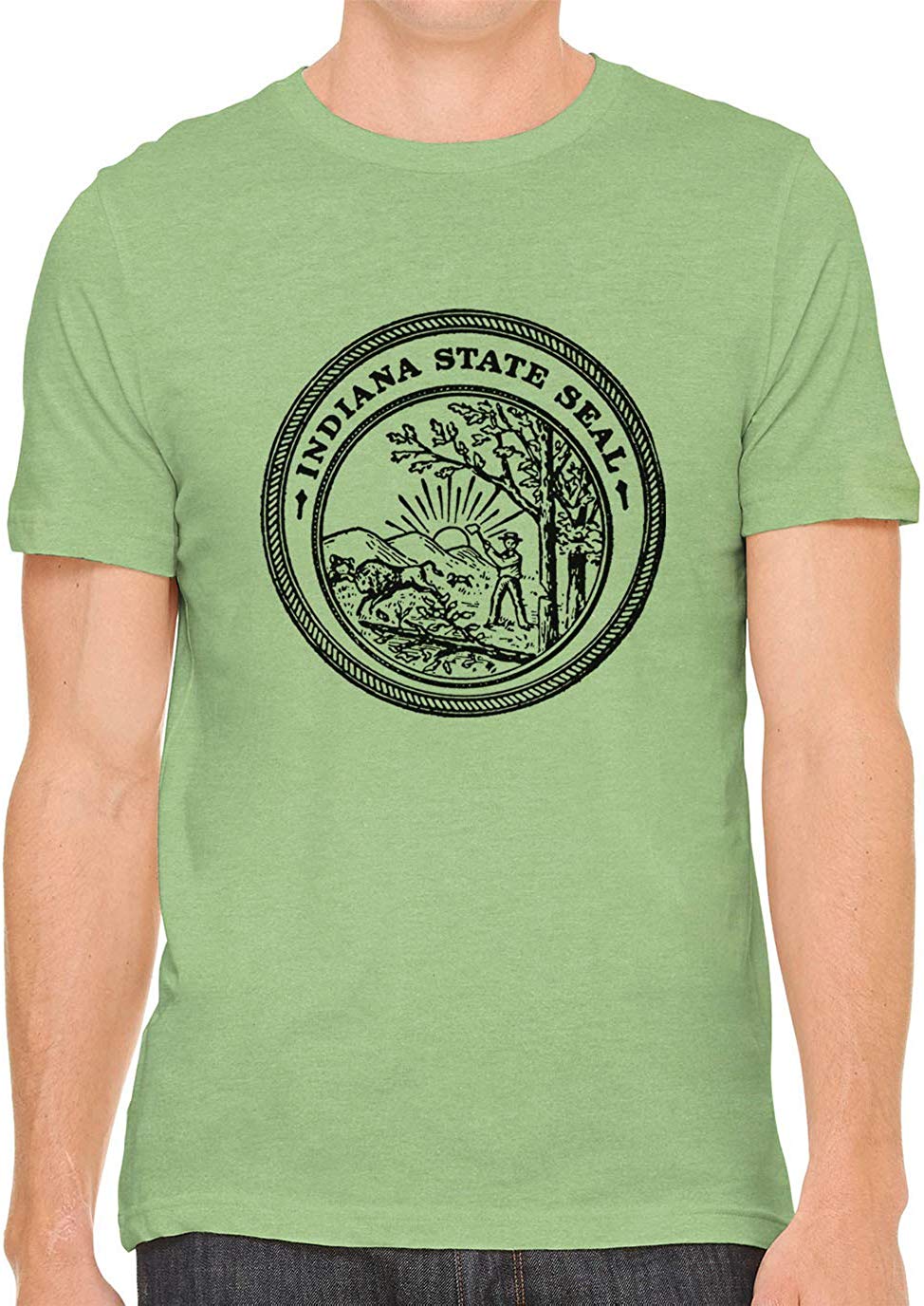 Indiana State Seal Cotton Crewneck Unisex Green T-Shirts