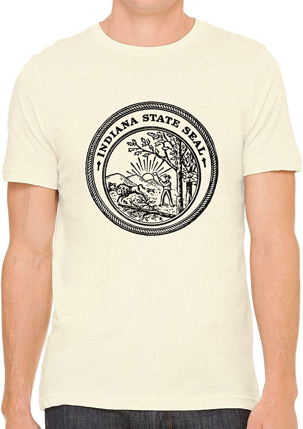 Indiana State Seal Cotton Crewneck Unisex Nature T-Shirts