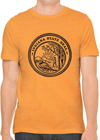 Indiana State Seal Cotton Crewneck Unisex Orange T-Shirts