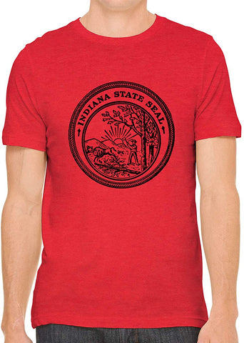 Indiana State Seal Cotton Crewneck Unisex Red T-Shirts