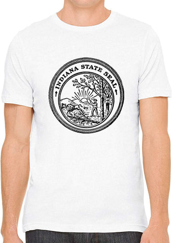 Indiana State Seal Cotton Crewneck Unisex White T-Shirts