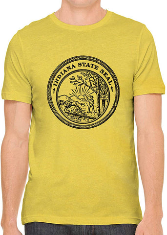 Indiana State Seal Cotton Crewneck Unisex Yellow T-Shirts