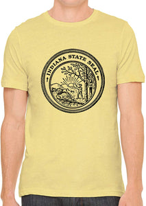 Indiana State Seal Cotton Crewneck Unisex Yellow T-Shirts