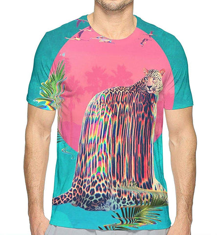 Jaguar Art Cool Mens 3D Print Short Sleeve Graphic White T-Shirts