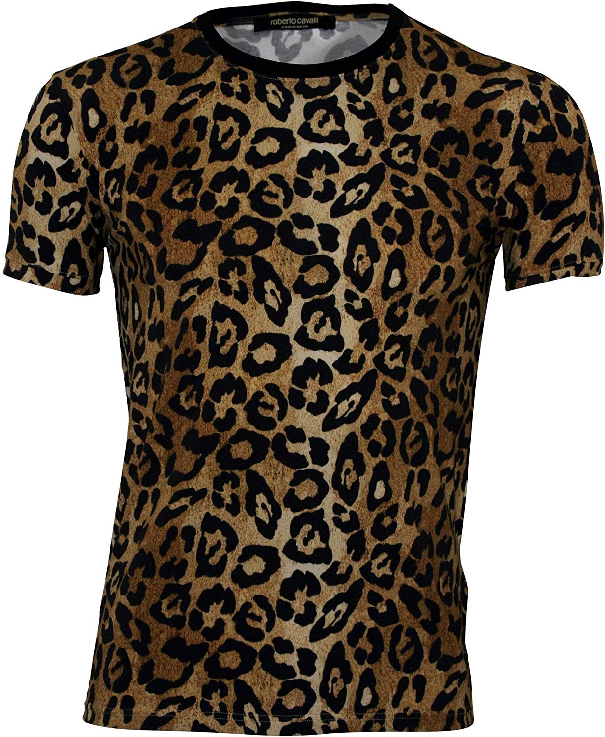 Jaguar Skin Print Crew-Neck Men's/Gold Black T-Shirts