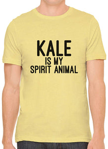 Kale is My Spirit Animal Cotton Crewneck Men Yellow T-Shirts