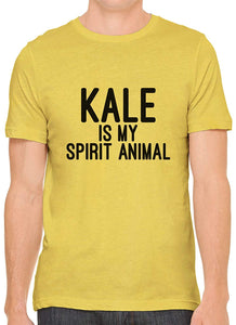 Kale is My Spirit Animal Cotton Crewneck Men Yellow T-Shirts