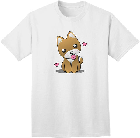 Kawaii Puppy Adult White T-Shirts