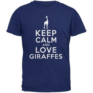 Keep Calm & Love Giraffes Metro Adult Blue T-Shirts