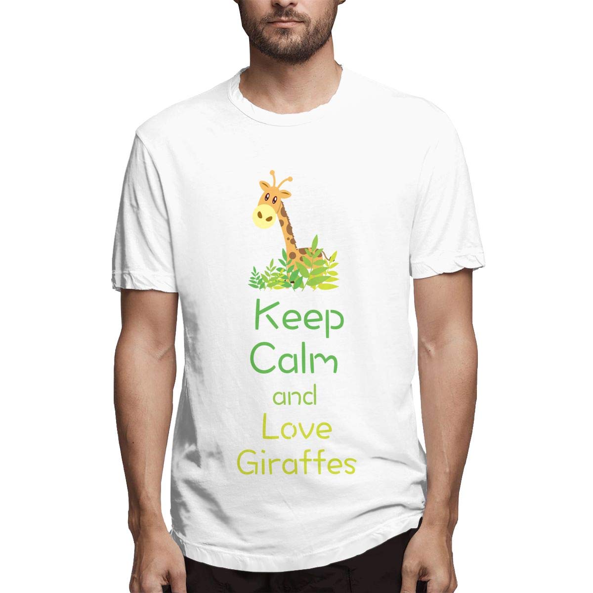 Keep Calm and Love Giraffes Men's Short Sleeve White T-Shirts