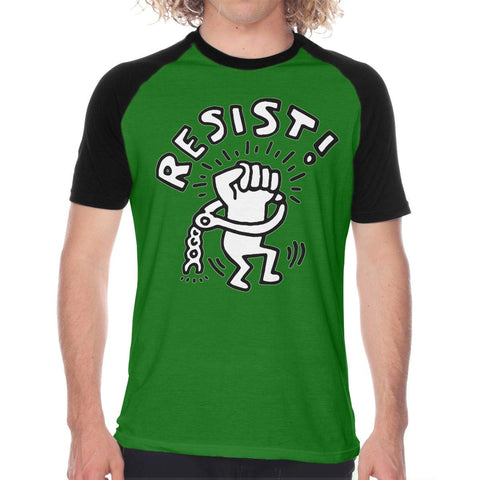 Keith Haring Resist Mens Sports Short-Sleeved Funny Black T-Shirts