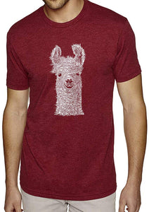 LA Pop Art Men's Premium Blend Word Art-Llama-by LA Pop Art Red T-Shirts