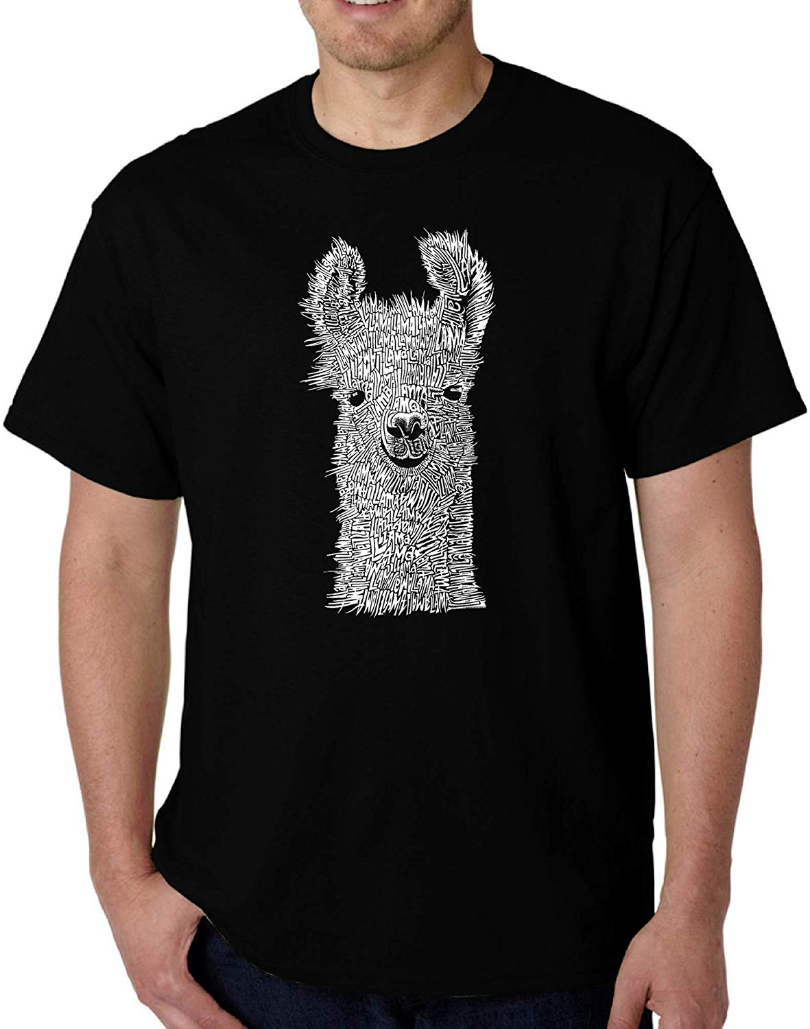 LA Pop Art Men's Word Art-Llama-by LA Pop Art Black T-Shirts