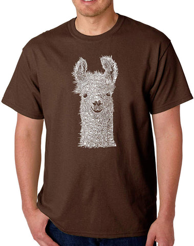 LA Pop Art Men's Word Art-Llama-by LA Pop Art Brown T-Shirts