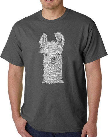 LA Pop Art Men's Word Art-Llama-by LA Pop Art Grey T-Shirts