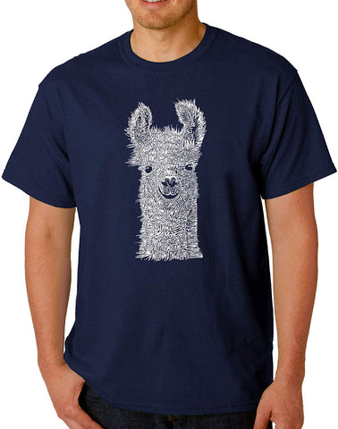 LA Pop Art Men's Word Art-Llama-by LA Pop Art Navy T-Shirts